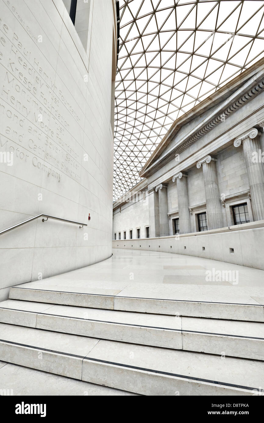 Great Court in The British Museum, London. One of the staircases encircling the original reading room. Stock Photo