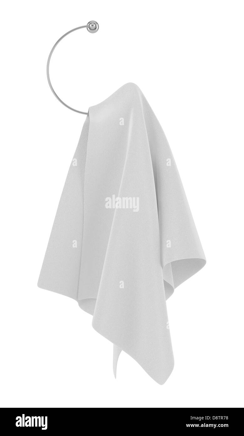 towel on hanger isolated on white background Stock Photo