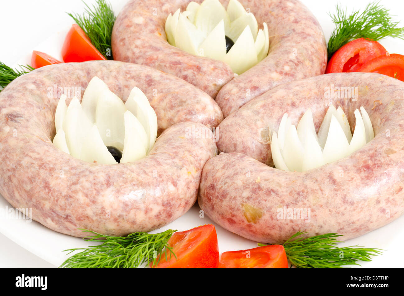 raw sausages Stock Photo