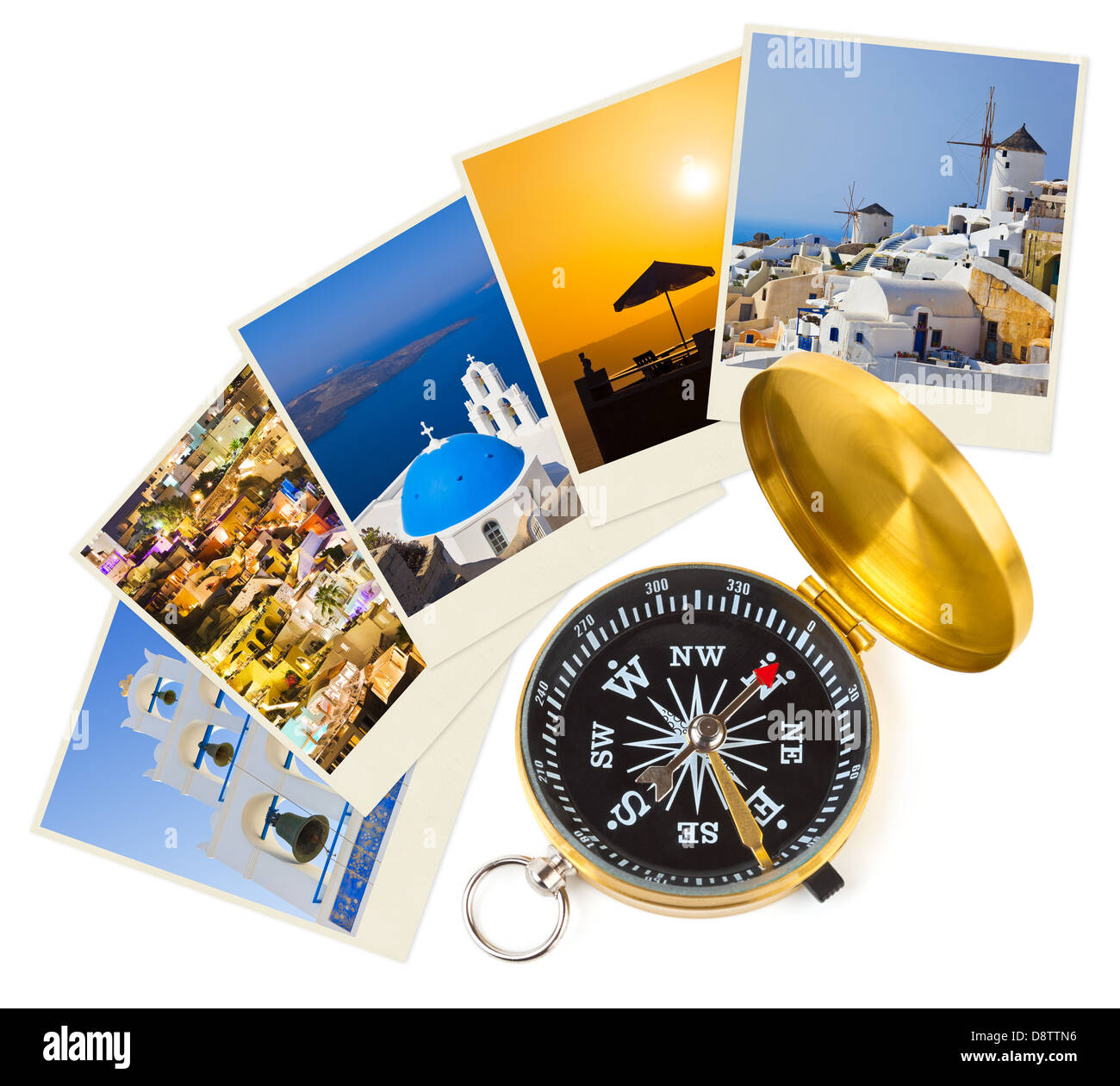 Santorini photography and compass Stock Photo