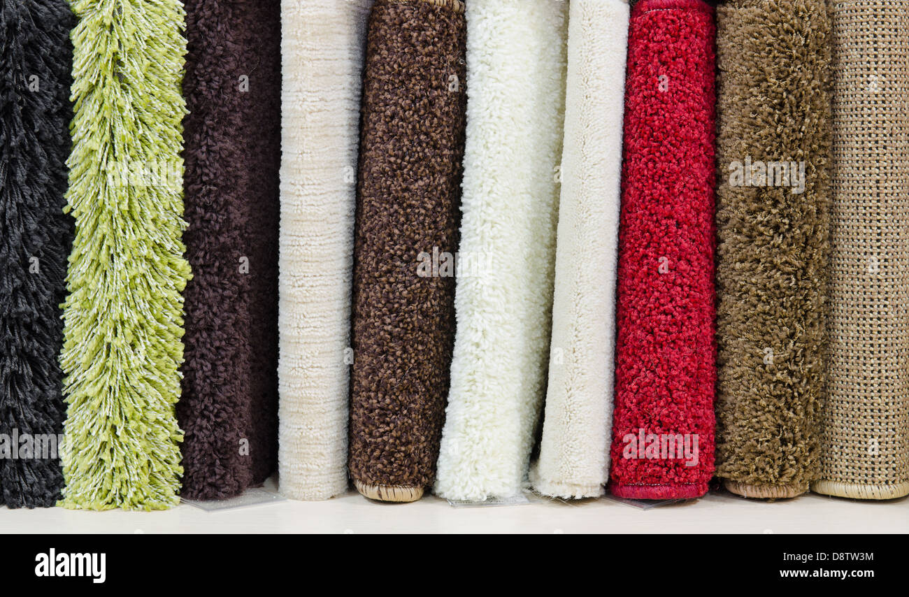 carpet demo samples at showcase Stock Photo