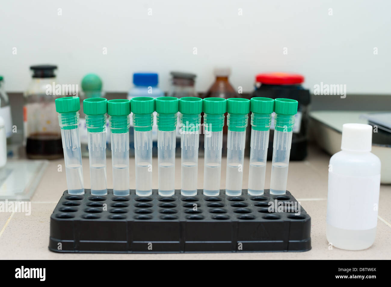 test tubes at clinic laboratory Stock Photo