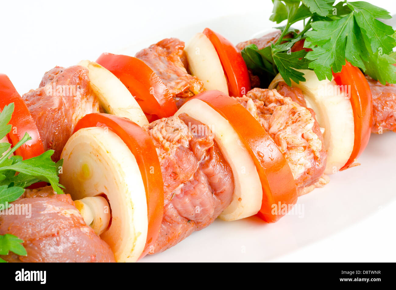 raw shish kebab Stock Photo