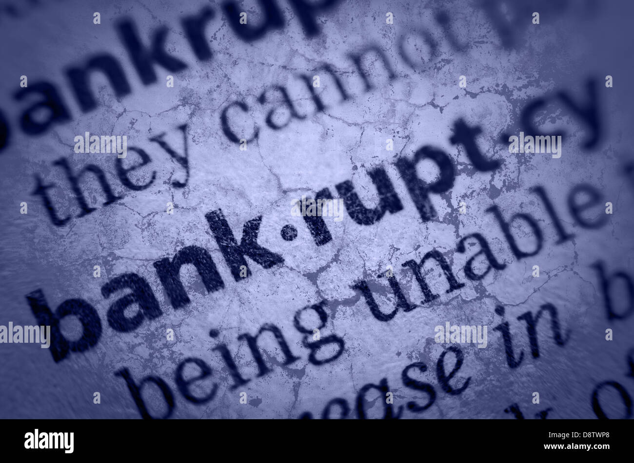 word bankruptcy in glossary, super macro Stock Photo