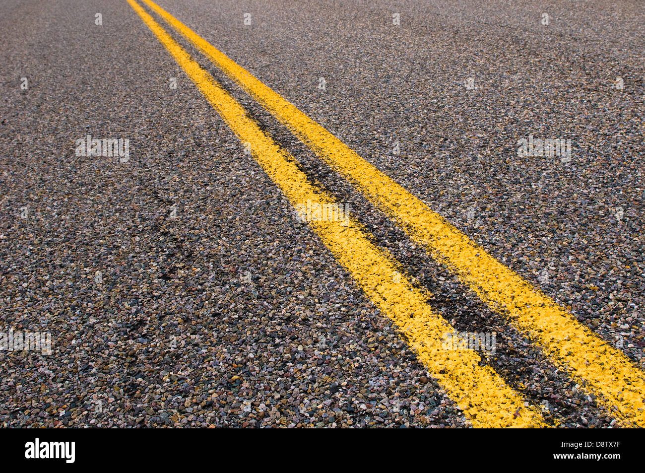 yellow dividing lines on the highway Stock Photo Alamy