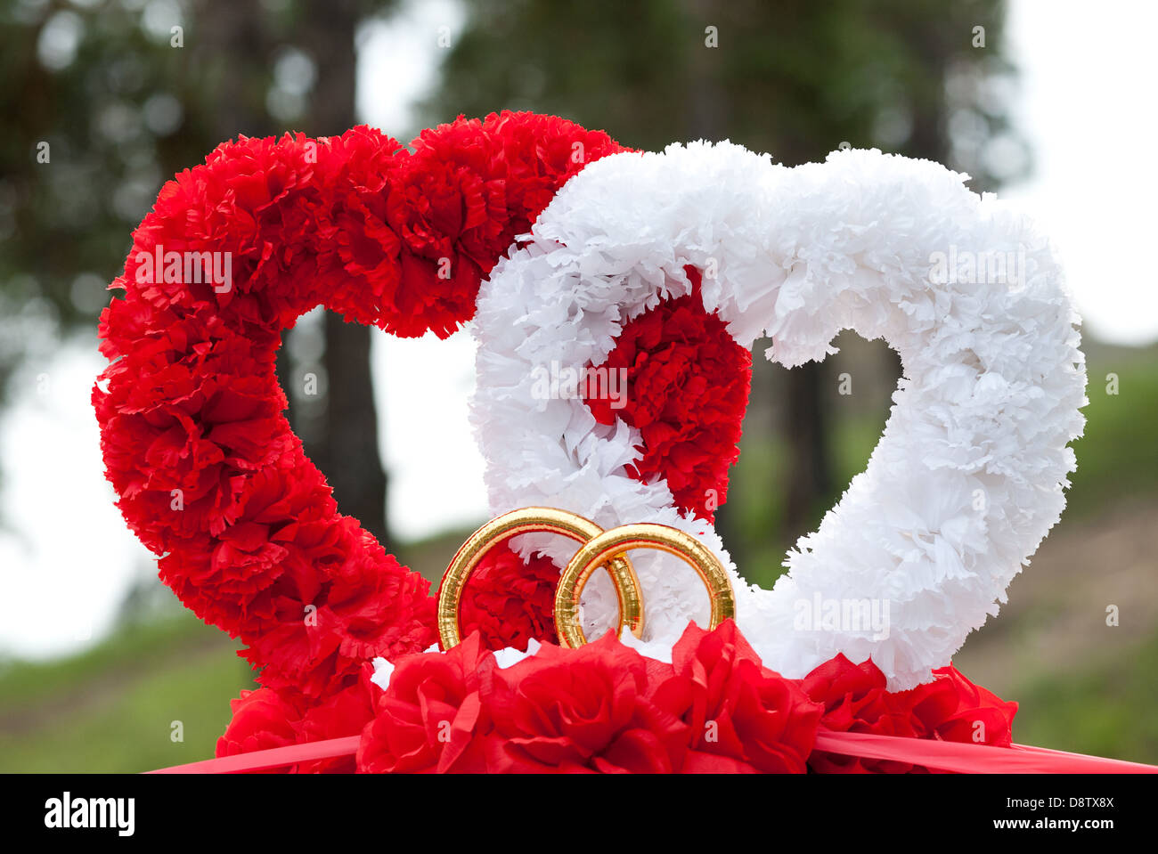hearts car wed decoration Stock Photo Alamy