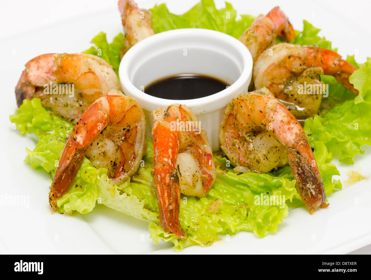 shrimps with soy sauce Stock Photo