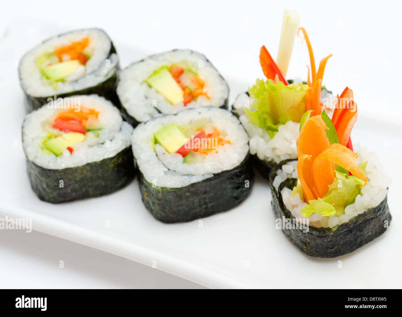 vegetarian sushi rolls Stock Photo - Alamy