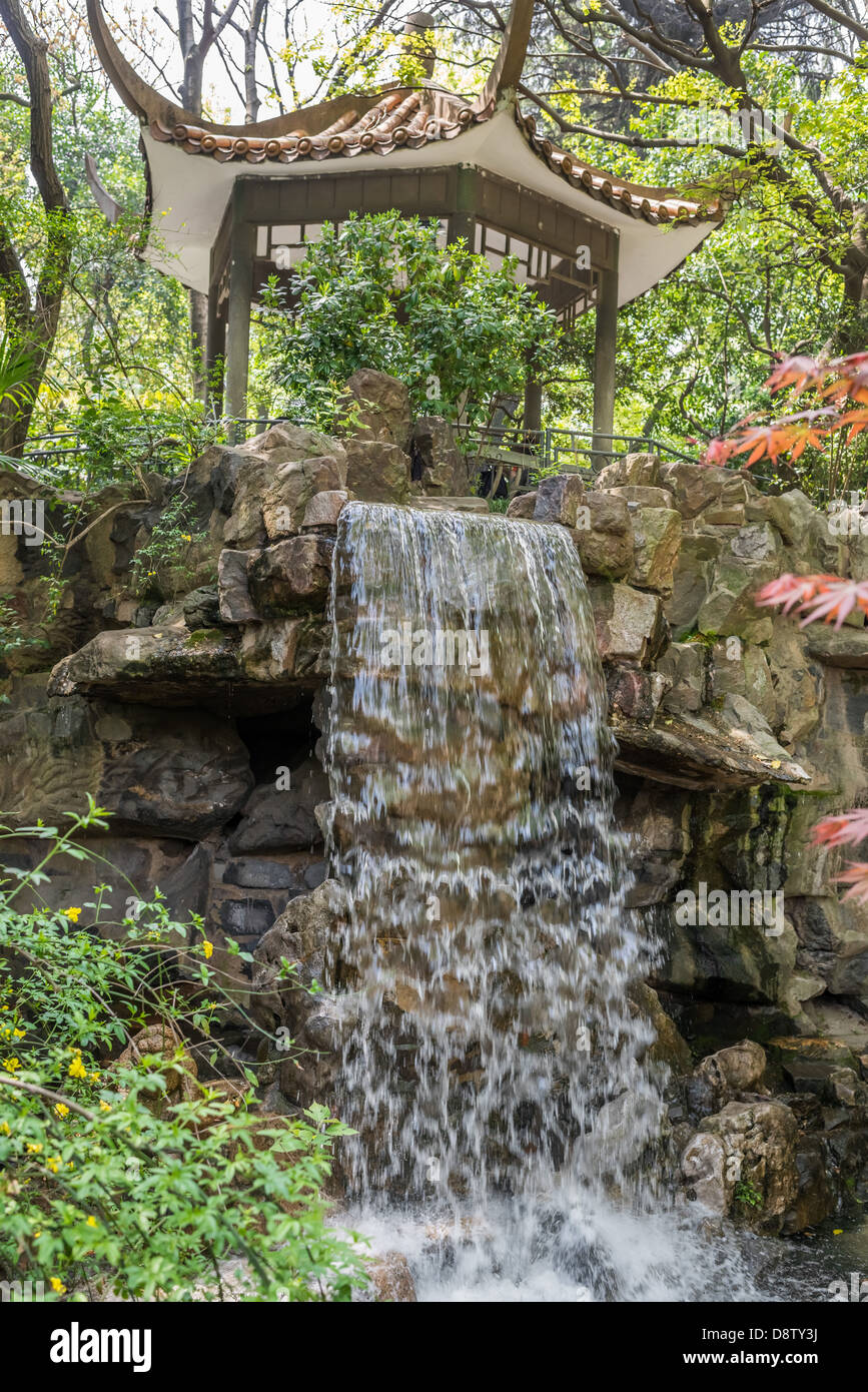 waterfall in fuxing park Shanghai in popular republic of China Stock Photo