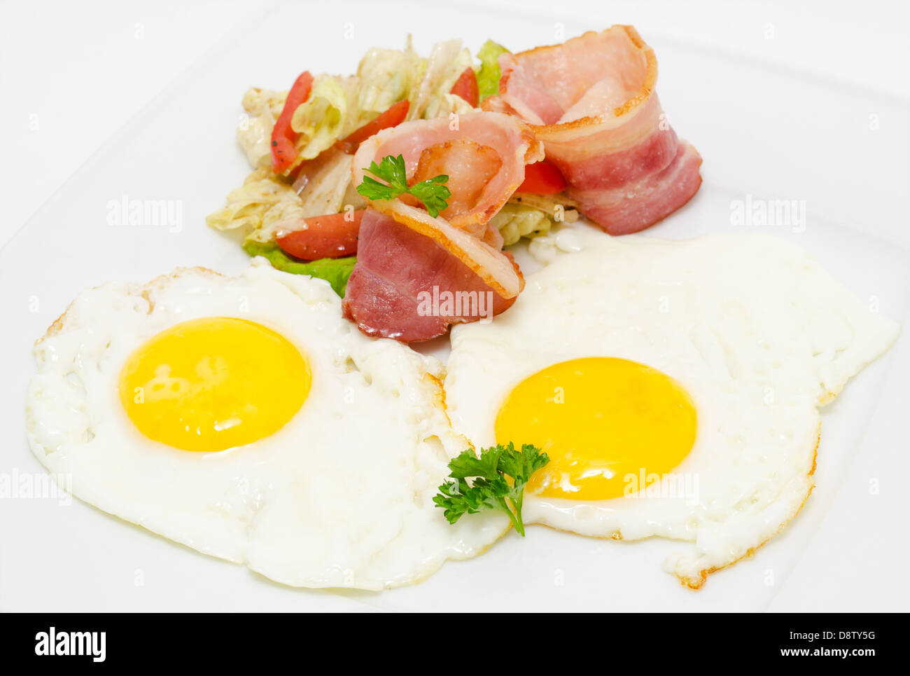 bacon and eggs, closeup Stock Photo