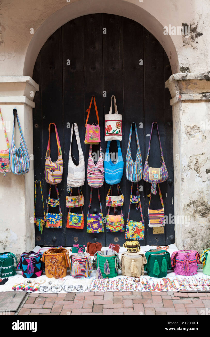 Merchandise on display in the historic centre of Cartagena, Colombia Stock  Photo - Alamy