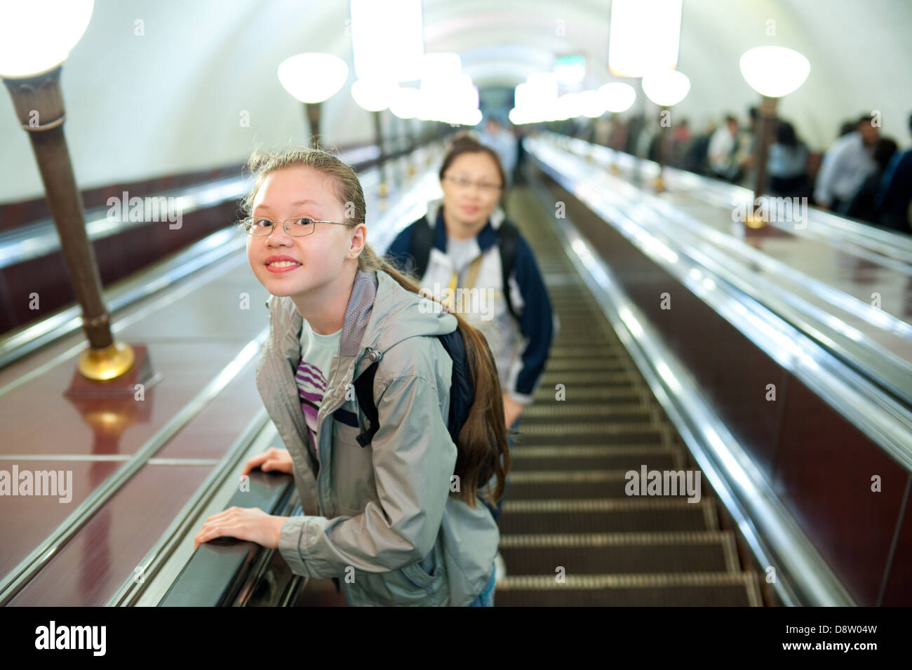 girl in metro Stock Photo Alamy