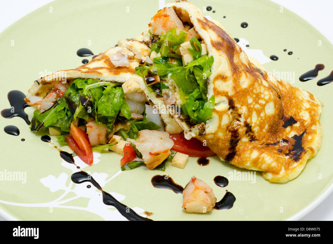 omelette with shrimps Stock Photo