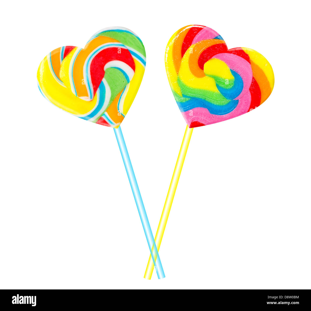 sweet couple - colourful lollipop hearts Stock Photo