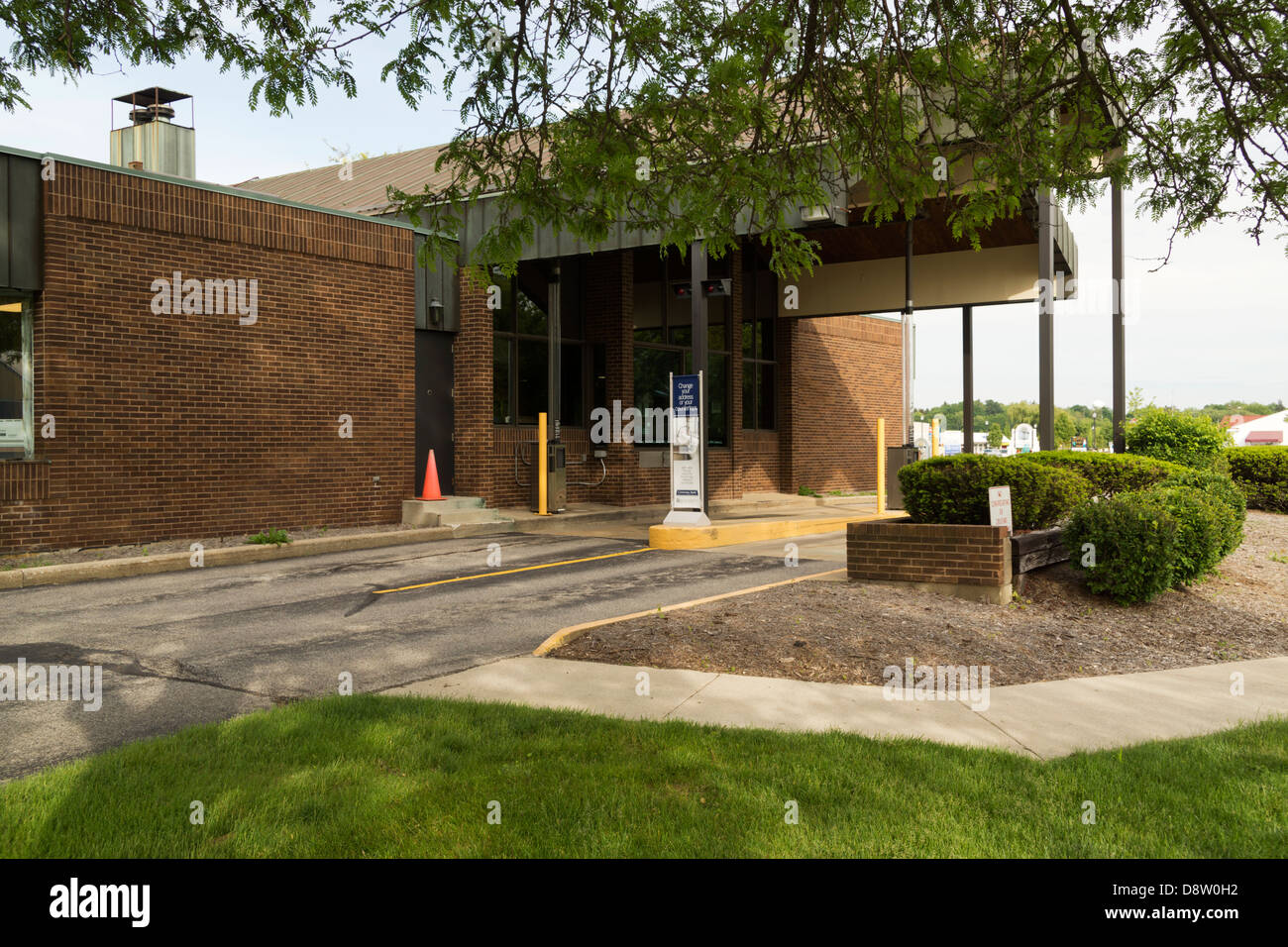 Drive Through banking at Comerica Bank in Montague, Michigan, USA Stock