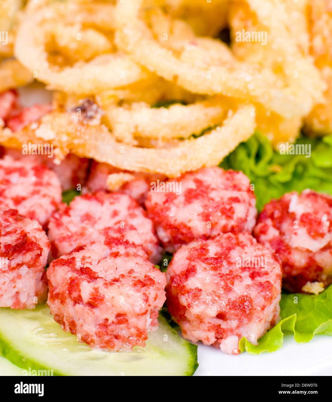 calamari and cheese meat balls, macro Stock Photo