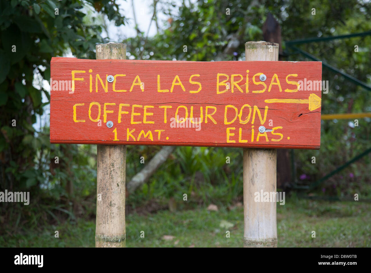 Finca las brisas sign, Coffee plantations, near Salento, Cocora Valley, Colombia Stock Photo