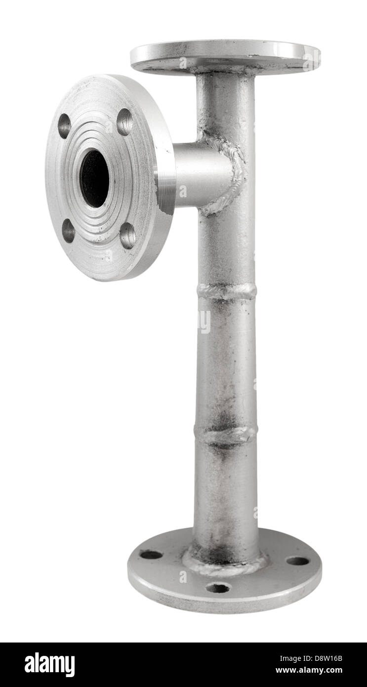 flanged tee pipe Stock Photo