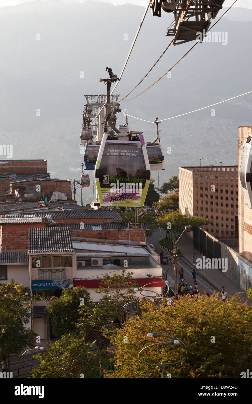 Metro Cable, View over Medellin, Colombia Stock Photo