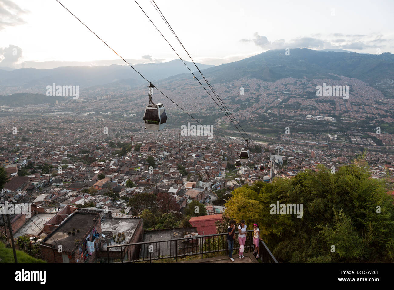Metro Cable, View over Medellin, Colombia Stock Photo