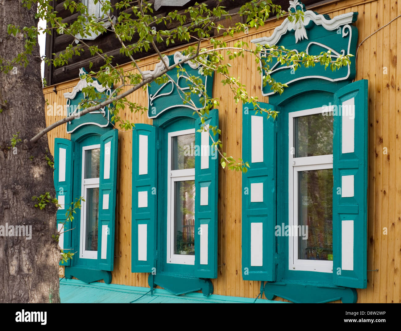 country style windows Stock Photo