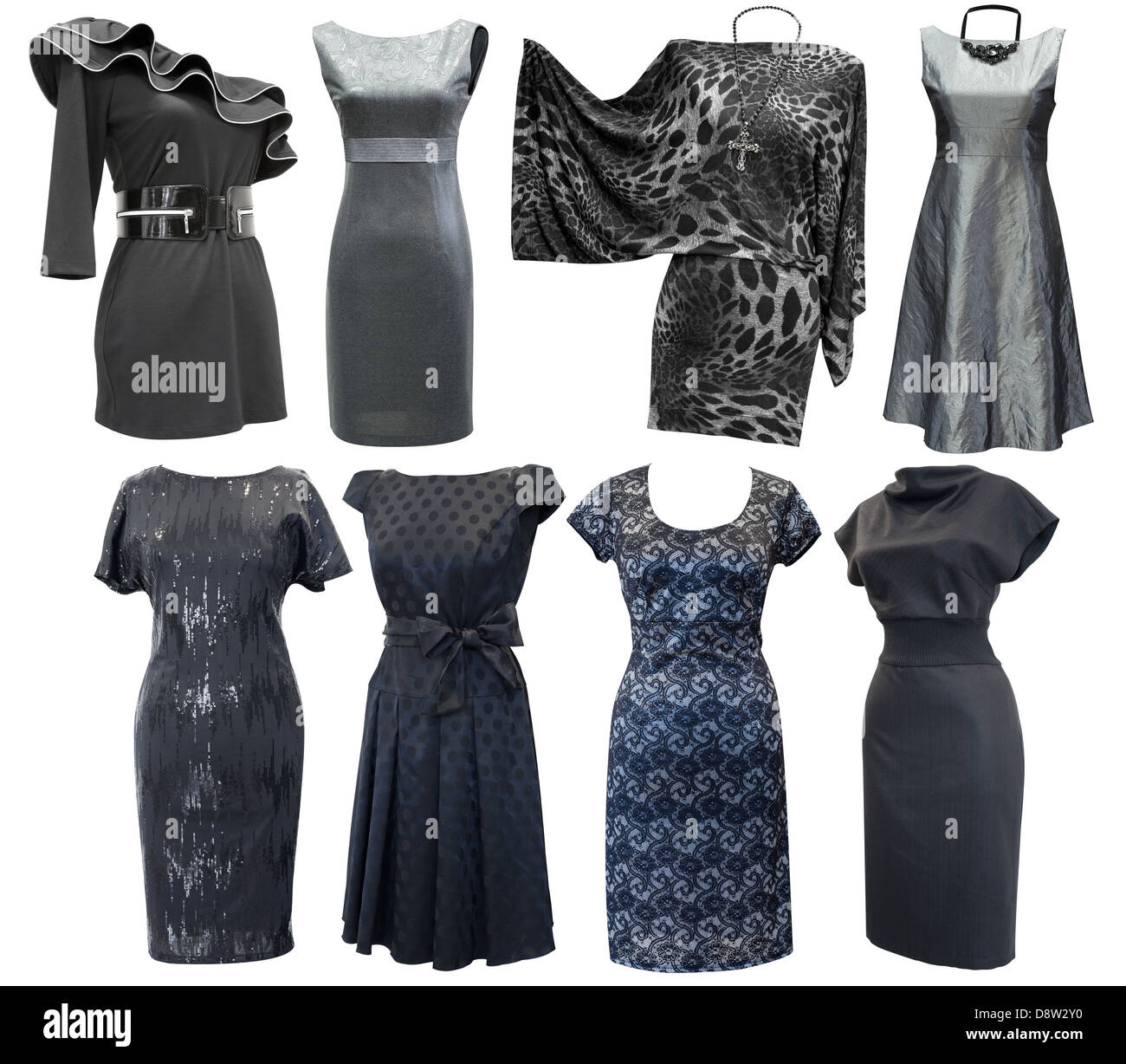 black and grey dresses set Stock Photo