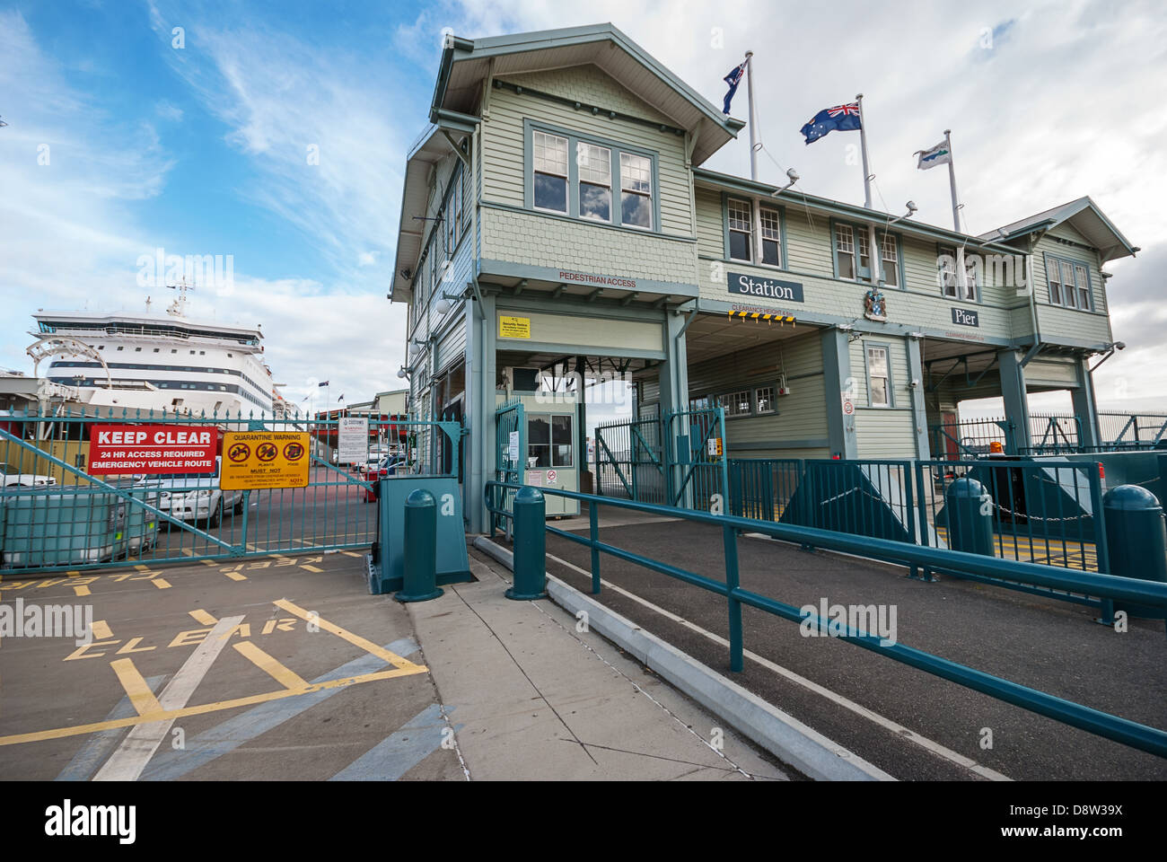 Station Pier in Port Melbourne where the ferry to Tasmania berths. Stock Photo