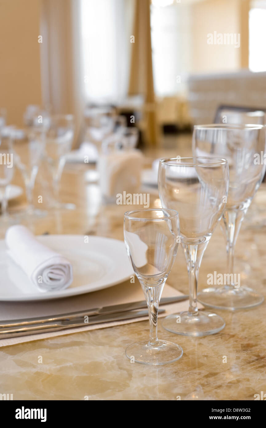 laid restaurant table Stock Photo