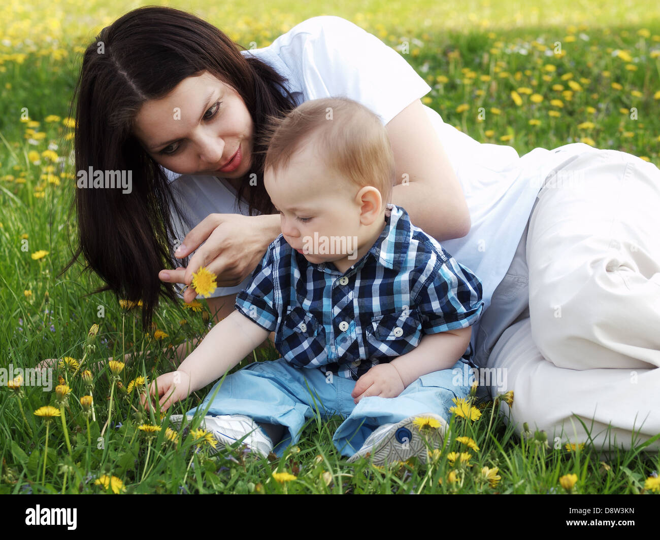 Outdoor children with mother Stock Photo