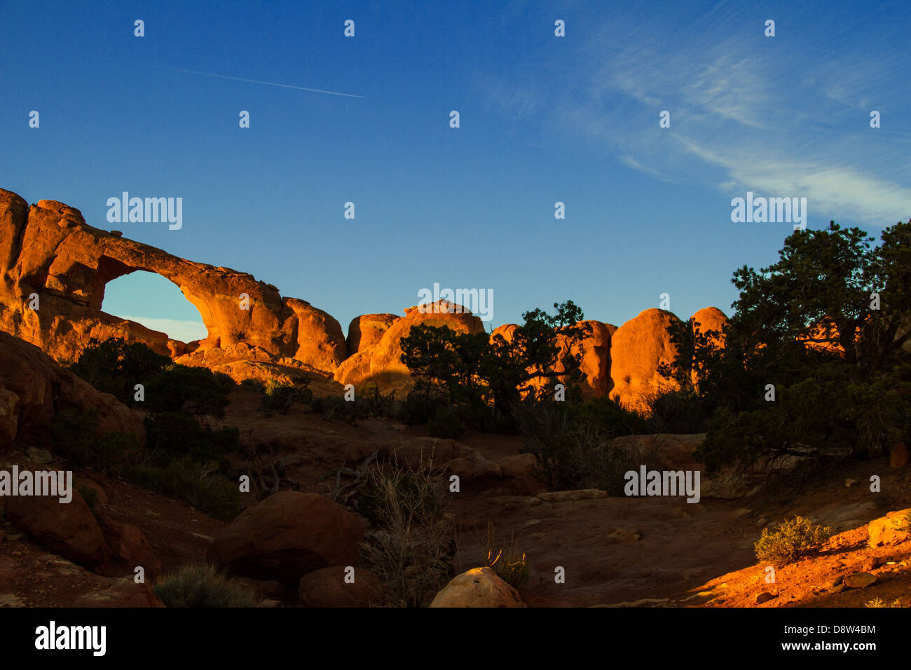 Skyline Arch sunset Arches National Park, Utah Stock Photo Alamy