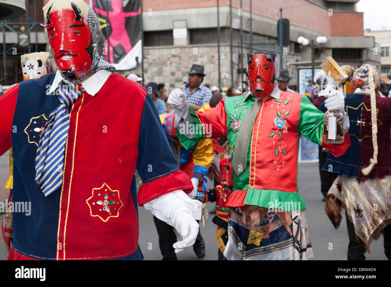 Street parade during carnival in Riobamba, Ecuador Stock Photo