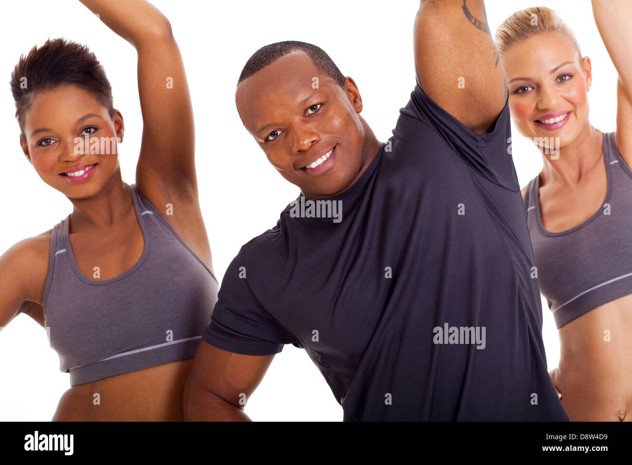 healthy group stretching arms isolated on white background Stock Photo