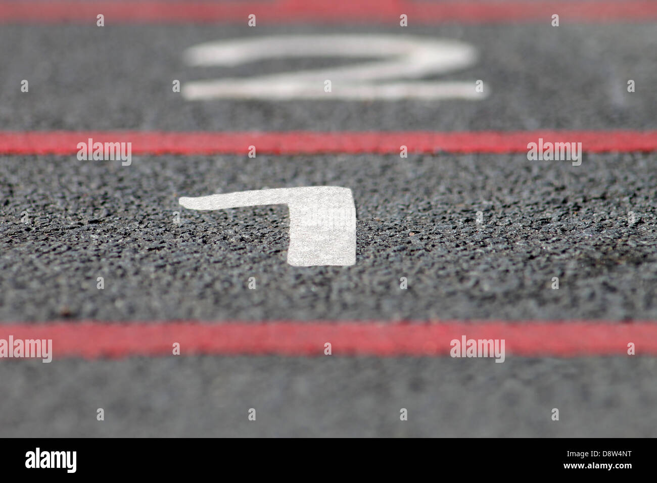 Number 1 starting line or position on hopscotch court. Stock Photo