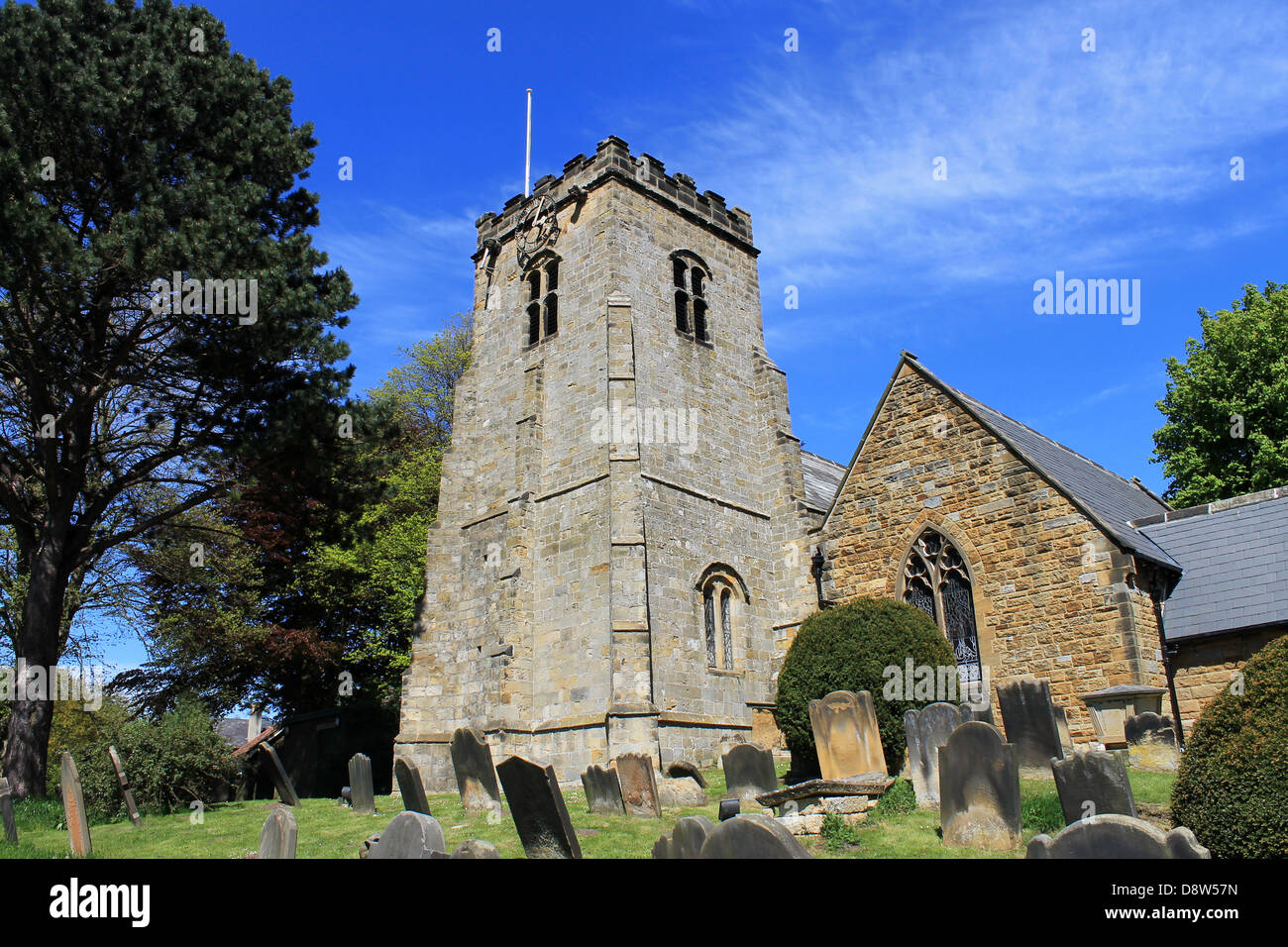 Old English church and cemetery, Scalby Village, England. Stock Photo