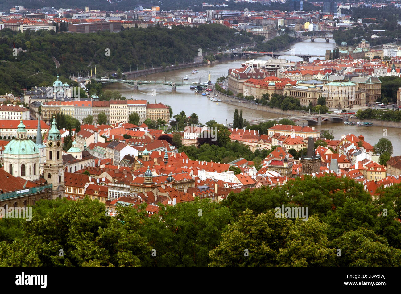 General view of Prague from Petrin observation tower in Petrin hill. Prague Czech republic Stock Photo