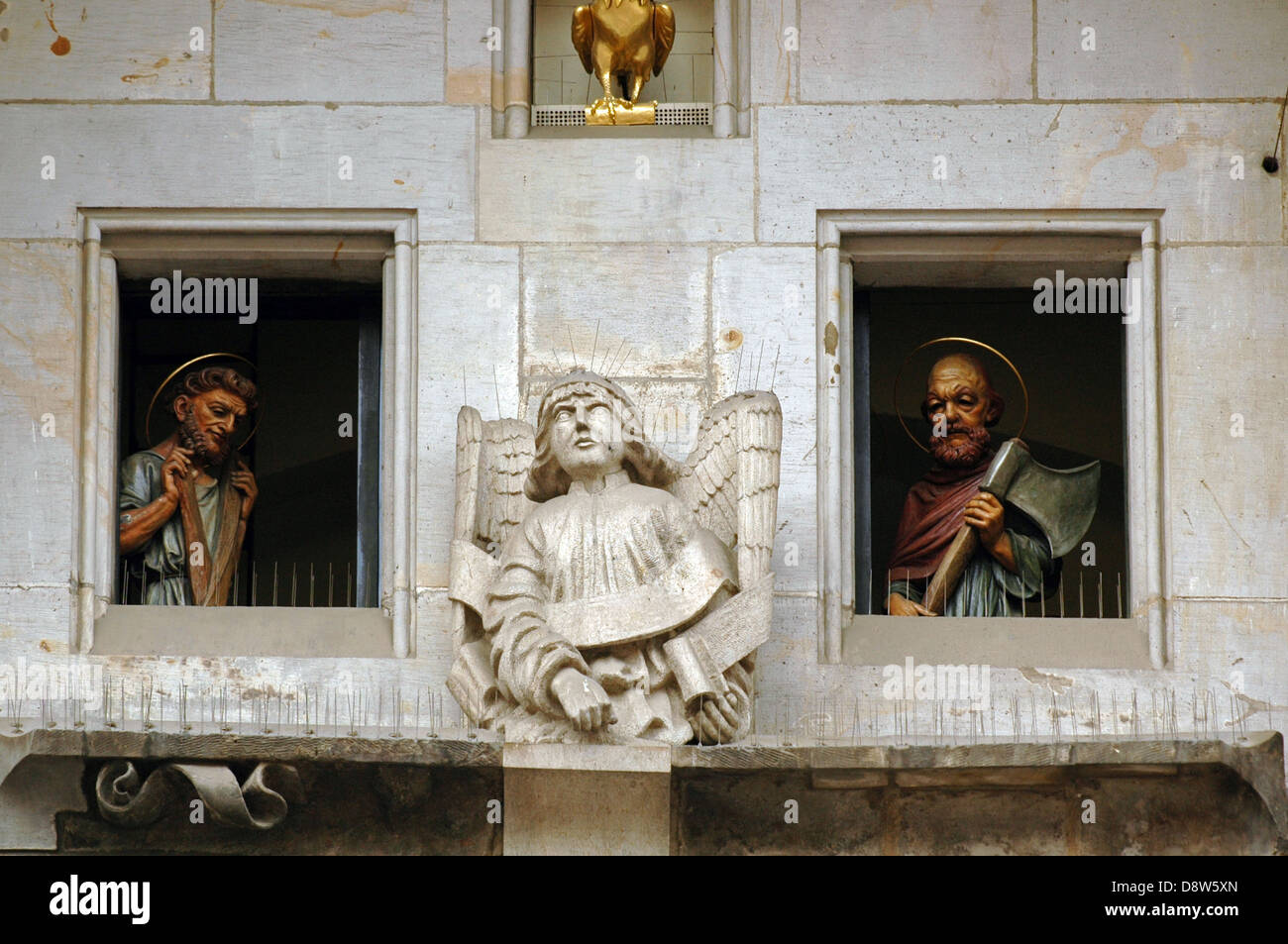 The moving Apostles figures of the Town Hall astronomical Clock Prague Czech republic Stock Photo