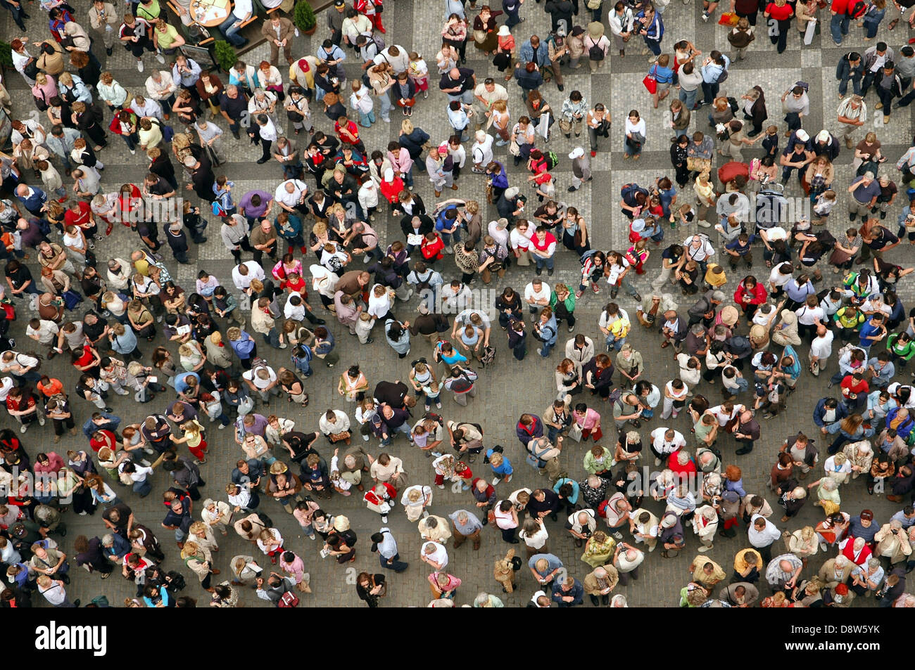 Crowd of spectators as seen from the Old Town Hall Clock Prague Czech ...