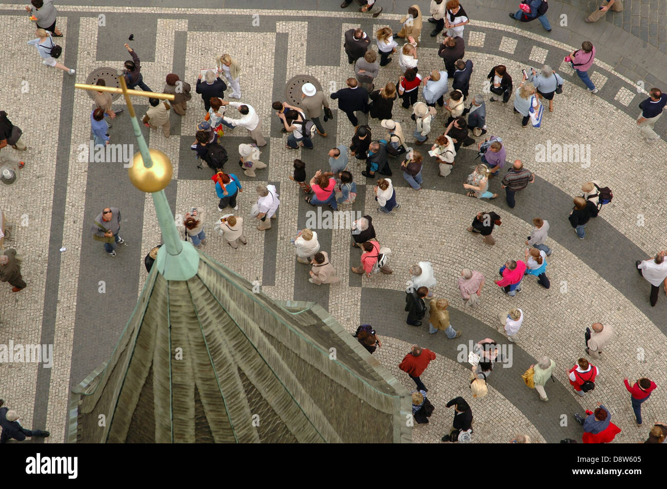 Tourist visitors as seen from the Old Town Hall Clock Prague Czech republic Stock Photo