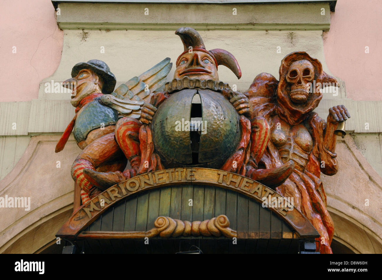 Decorated portal of marionette theater in the Old Town Stare Mesto Prague Czech republic Stock Photo