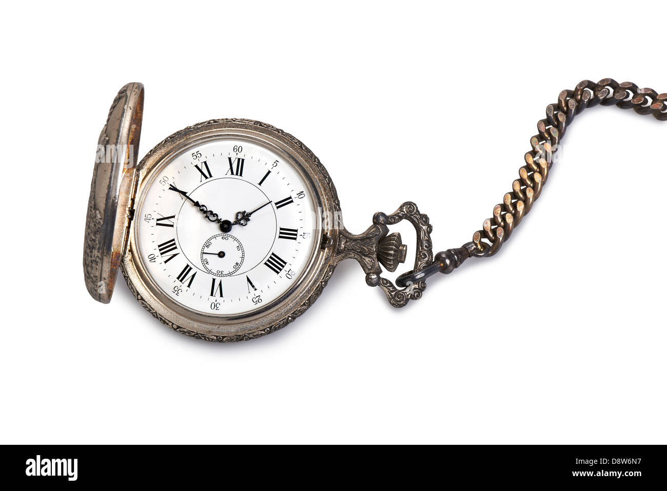 Antique pocket watch isolated on white background Stock Photo