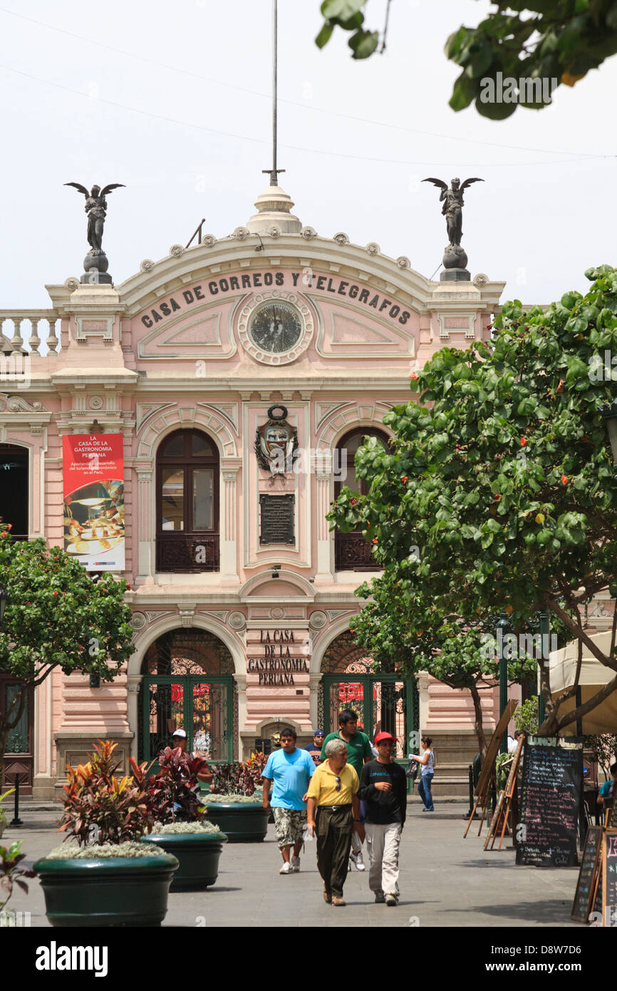 Jr. Callao street , Central Post Office Building, Lima, Peru Stock