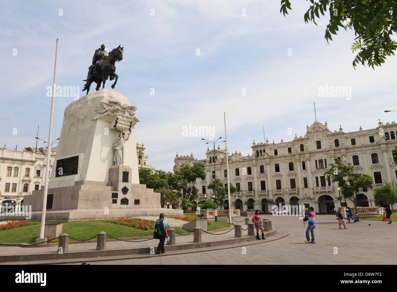 General Jose de San Martin Monument on Plaza San Martin, Lima, Peru Stock Photo