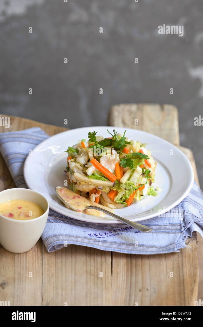 Vegetable and fish starter with butter sauce Stock Photo Alamy