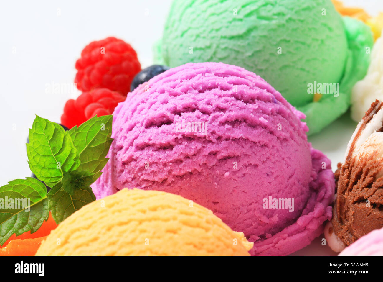 Ice cream scoops various flavors Stock Photo Alamy