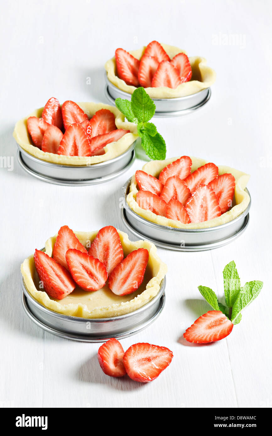 Gariguette strawberry tartlets Stock Photo
