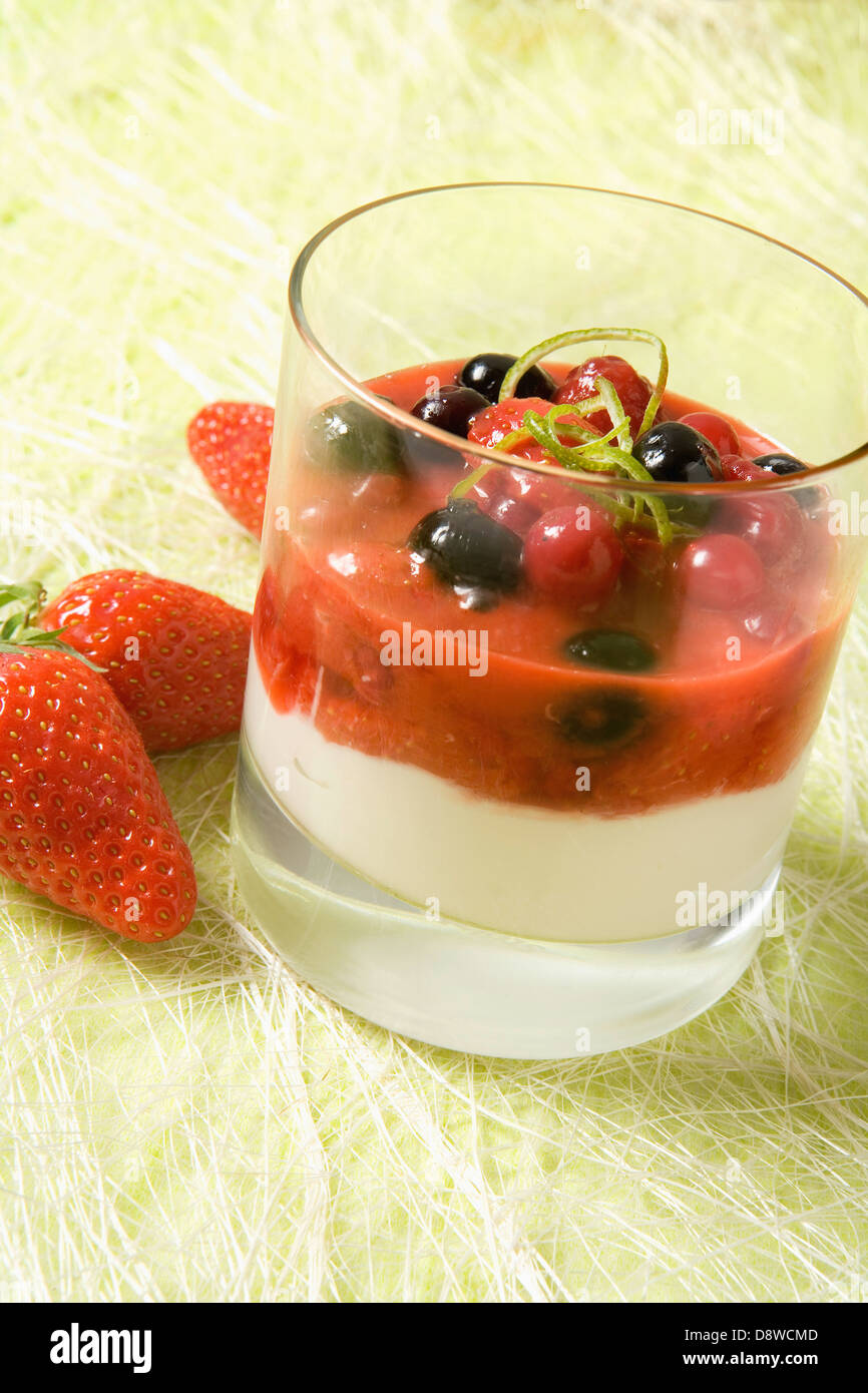 Ffromage blanc and pureed summer fruit Verrine Stock Photo - Alamy