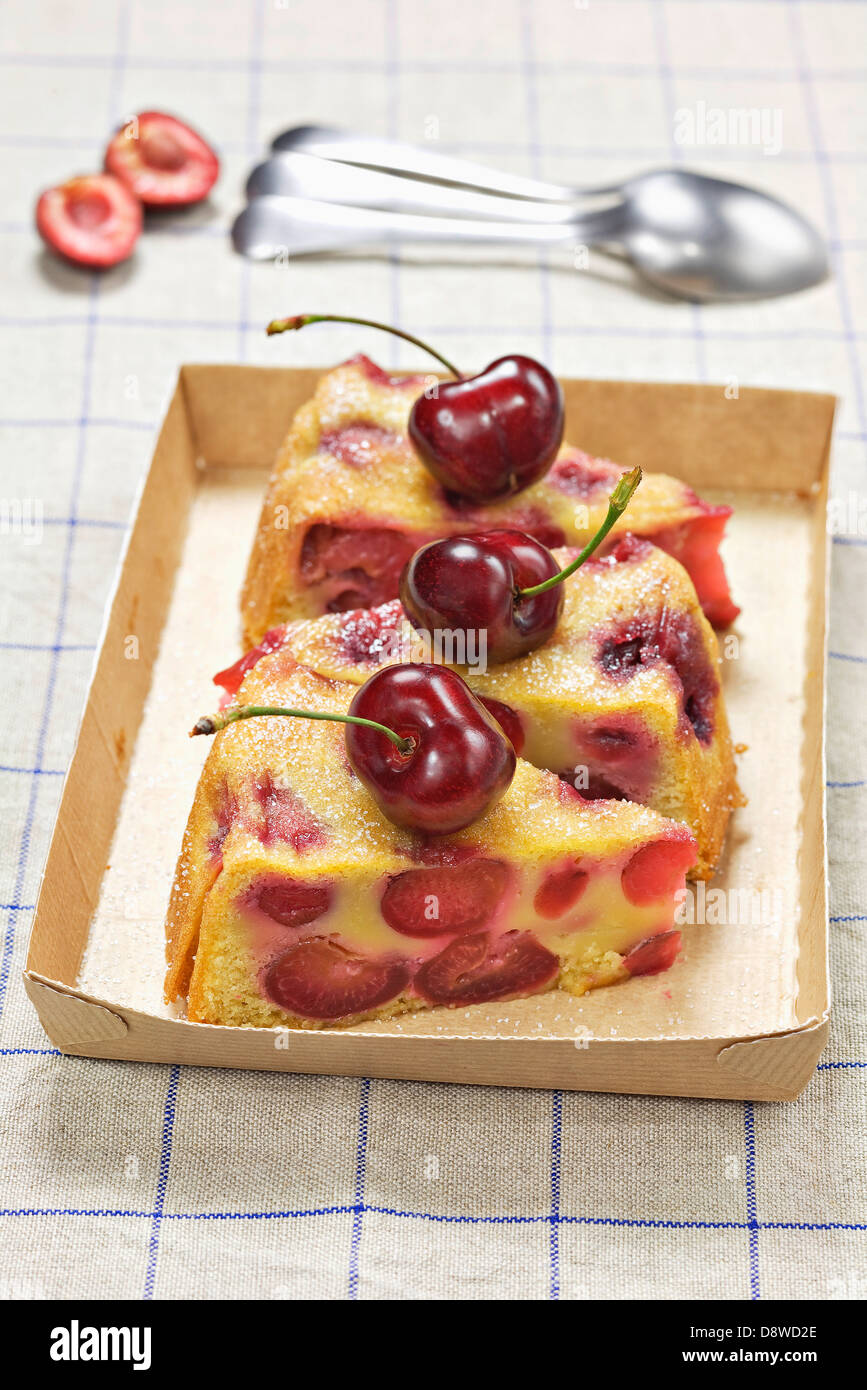 Slices of cherry Clafoutis Stock Photo
