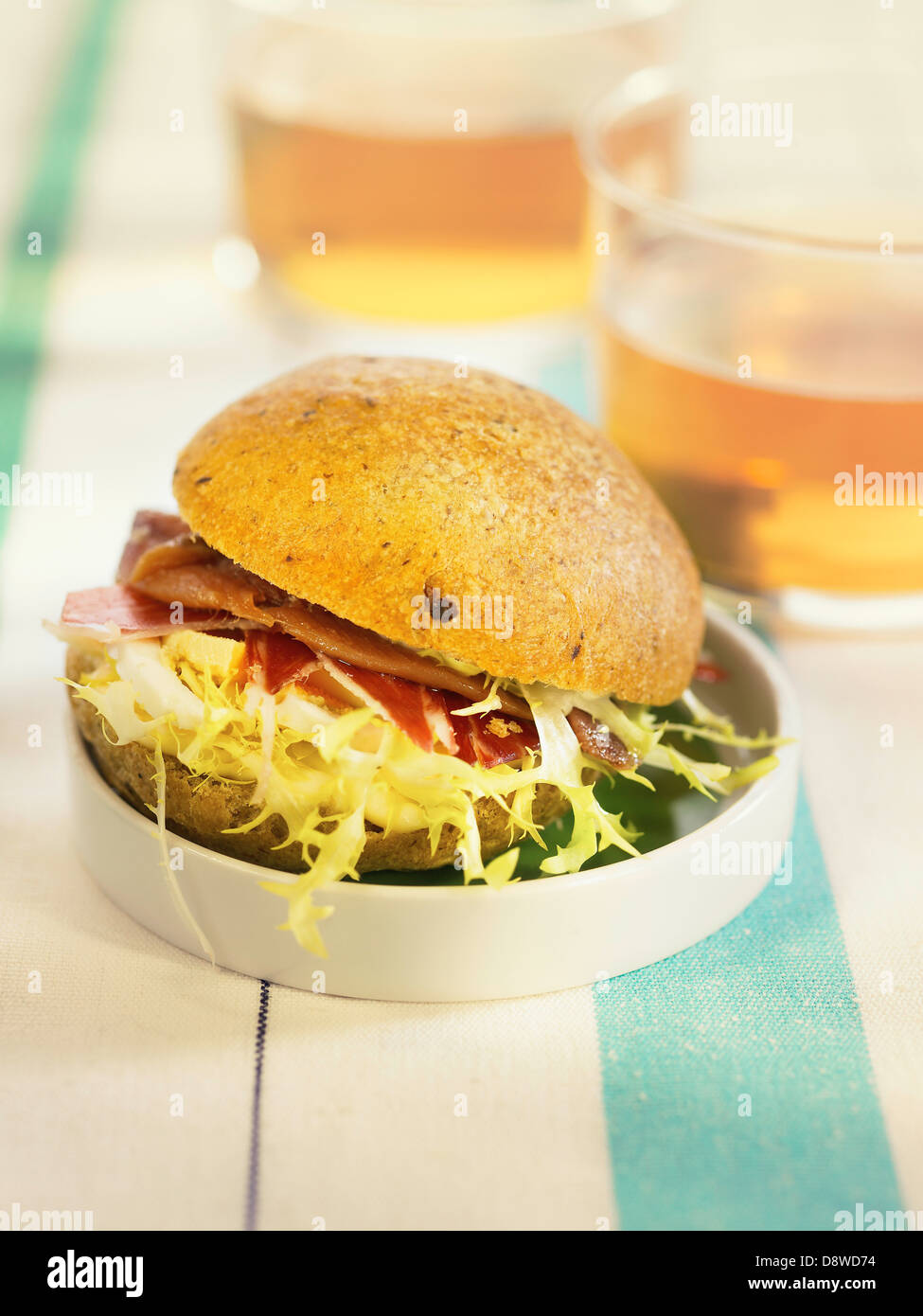 Spanish ham,anchovy,egg and mayonnaise sandwich Stock Photo Alamy