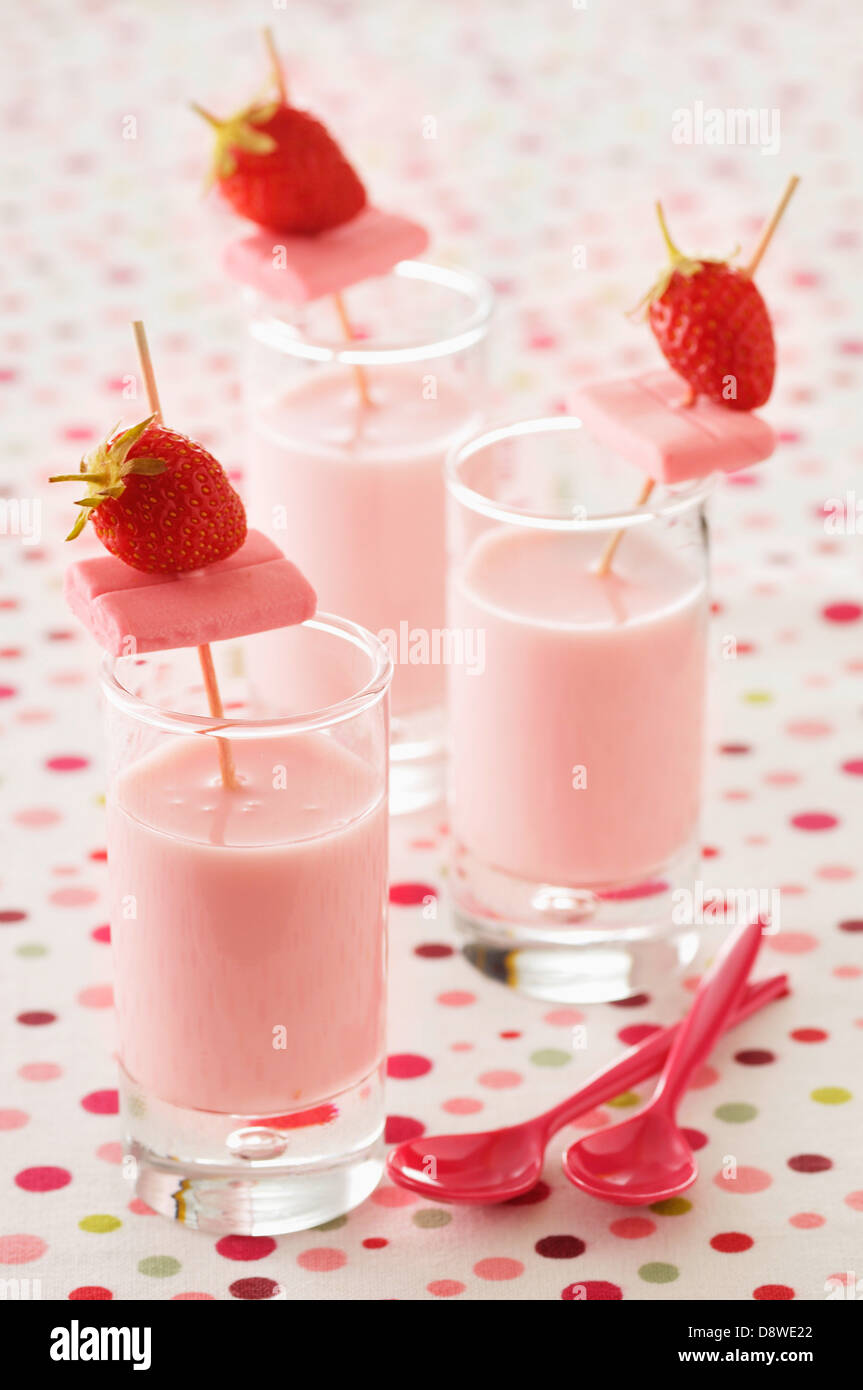 Strawberry and Malabar-flavored milk Stock Photo