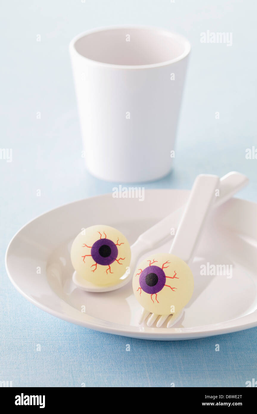 Fake eyeballs on a plate Stock Photo Alamy
